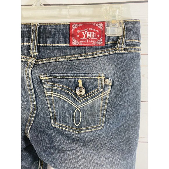 YMI Jean Shorts Womens Size 0 Denim Long Shorts Ladies Dark Wash Low Rise - Picture 6 of 8
